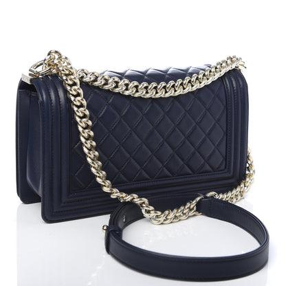 Chanel Lambskin Quilted Medium Boy Flap Deep Blue 3 of 10