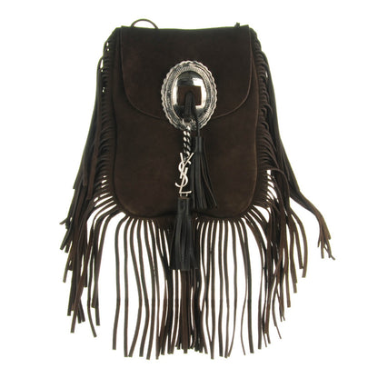 Saint Laurent Suede Fringe Flat Anita Crossbody Bag Coffy Marrone 1 of 7