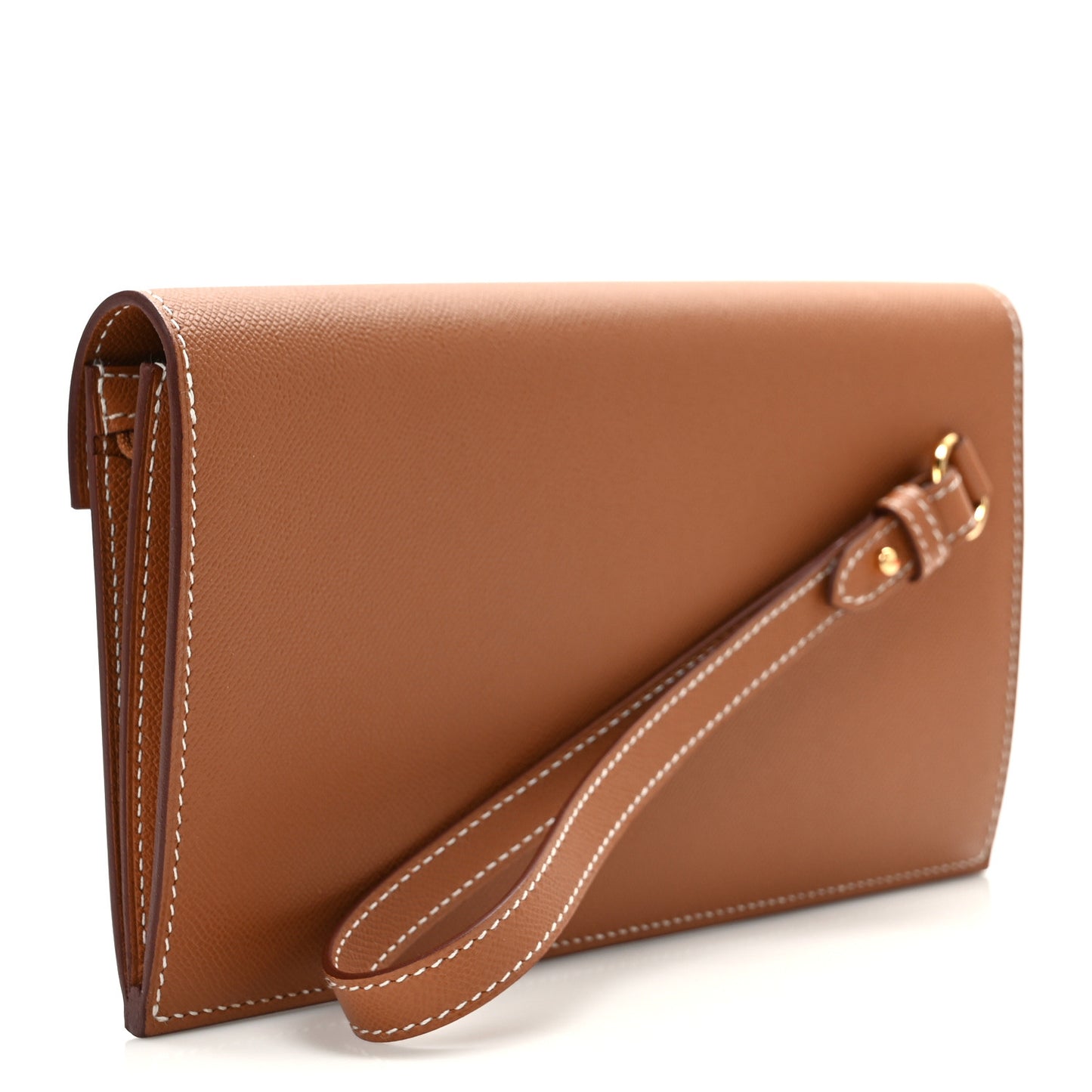 Madame Calfskin Kelly Pocket Long Wallet Gold