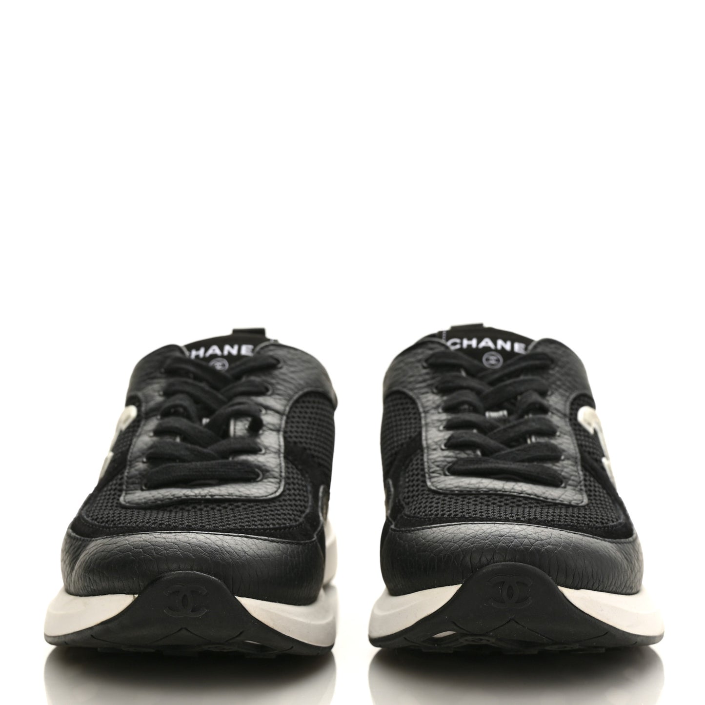 Calfskin Mesh Lycra Suede Womens Logo Sneakers 41 Black