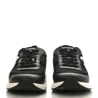 Chanel Calfskin Mesh Lycra Suede Womens Logo Sneakers 41 Black 2 of 9