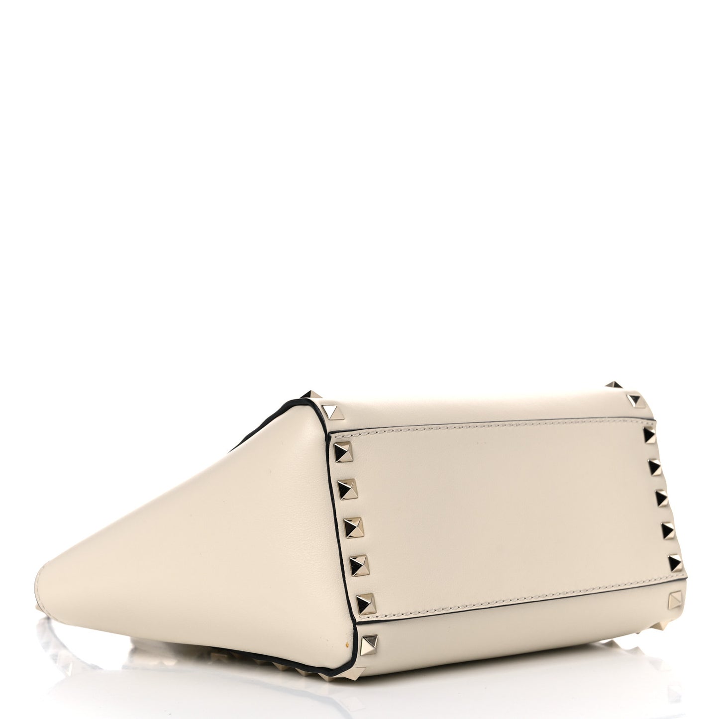 Vitello Mini Rockstud Double Handle Tote Ivory