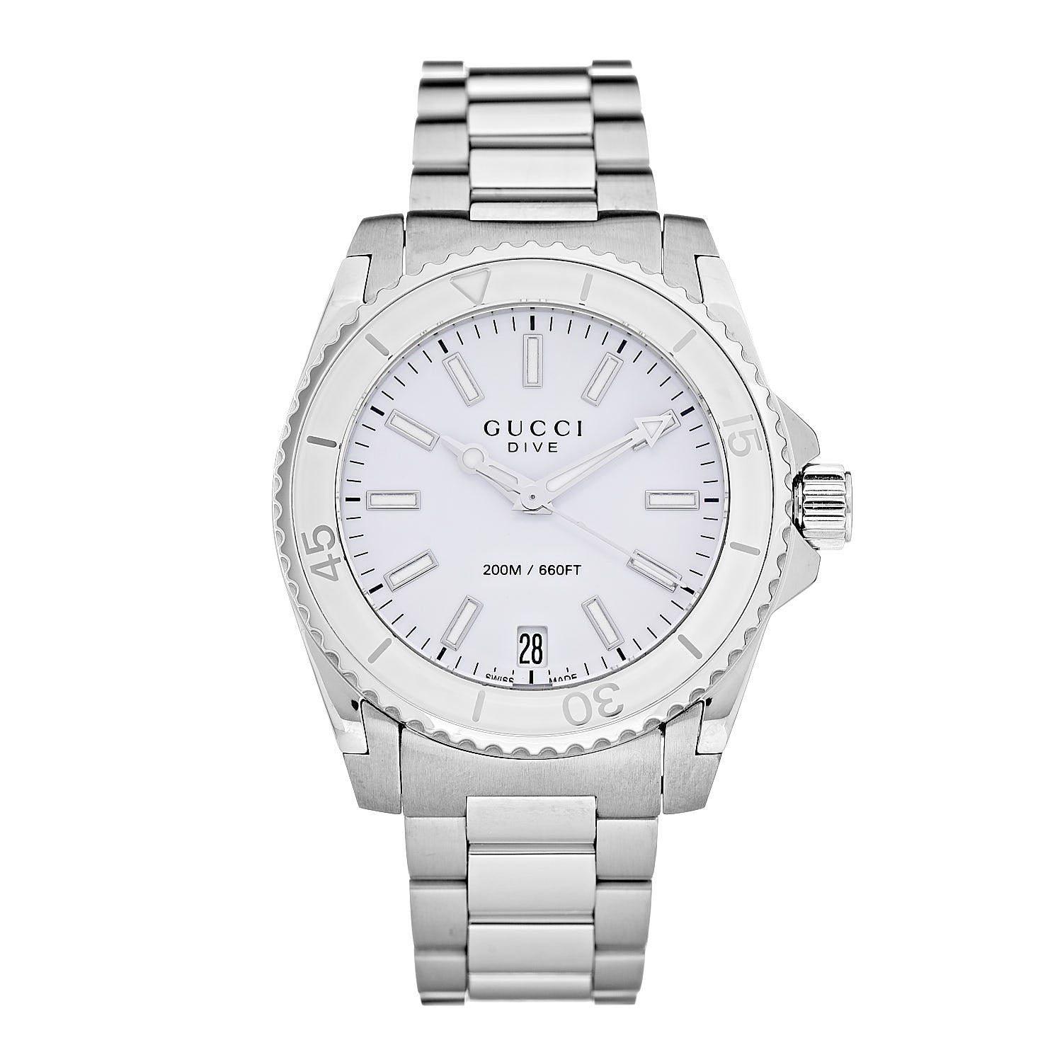 Gucci Stainless Steel 32mm Dive Quartz Watch White 1 of 8
