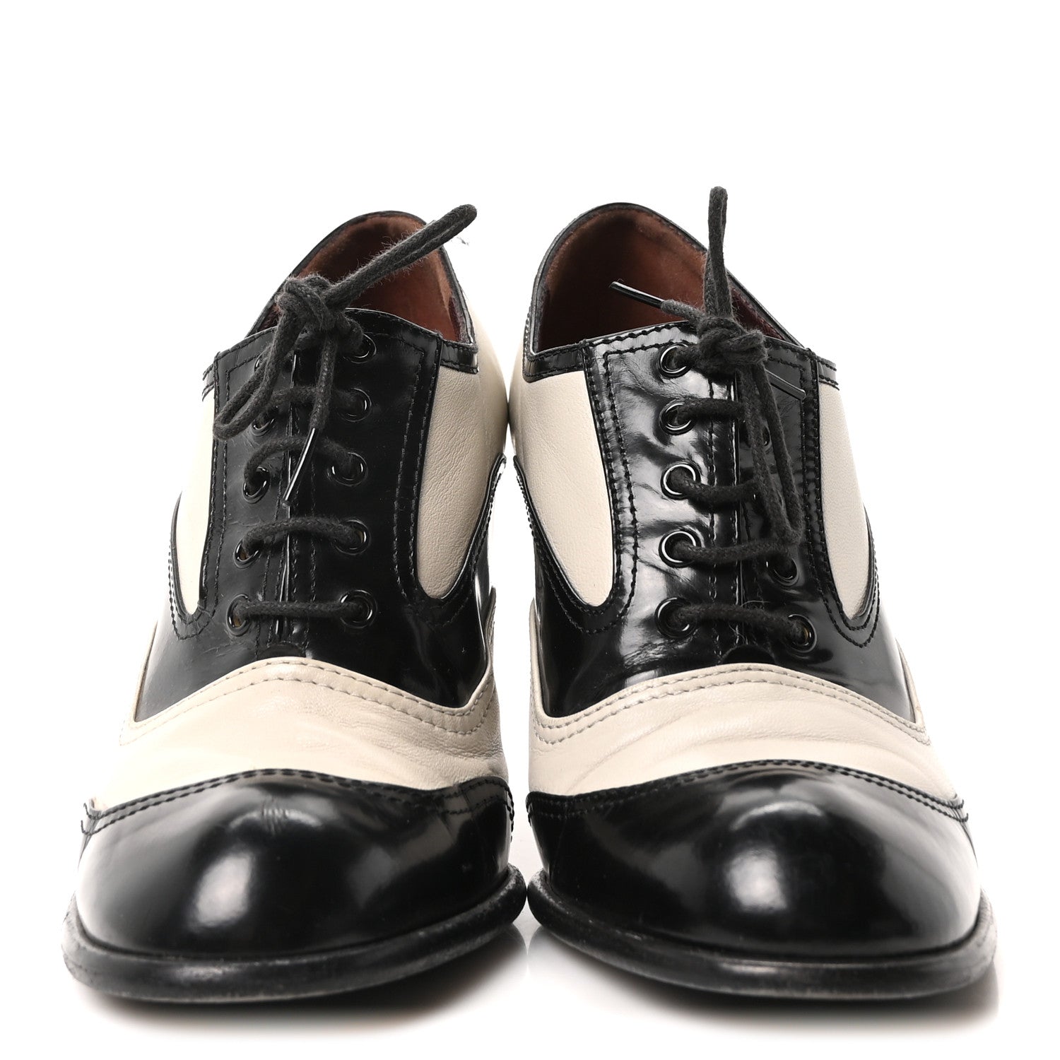 Chanel Calfskin Oxford Lace Up Booties 36 Black Beige 5 of 16
