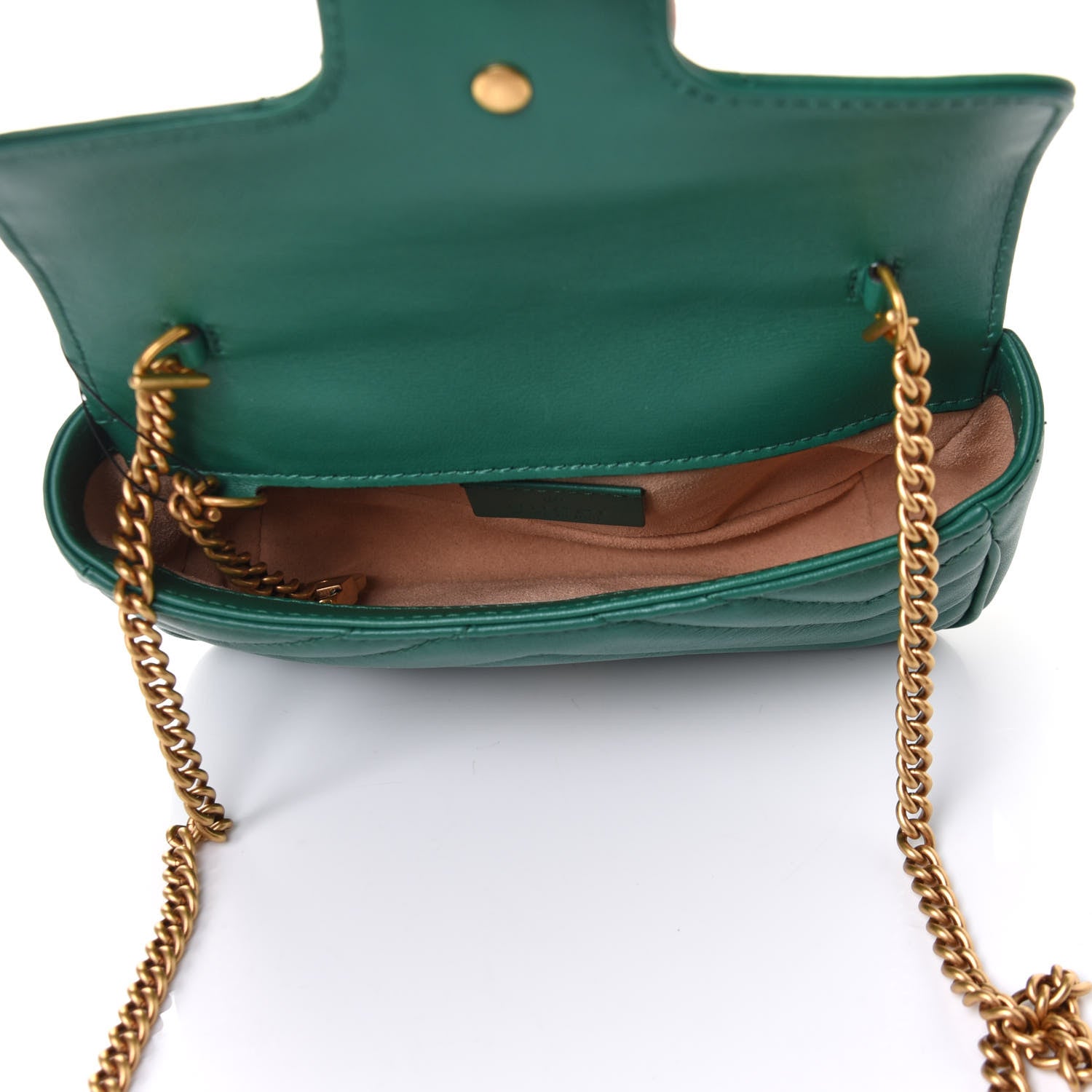 Gucci Calfskin Matelasse Super Mini GG Marmont Shoulder Bag Emerald Green 5 of 11