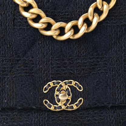 Chanel Tweed Quilted Maxi Chanel 19 Flap Navy 7 of 12