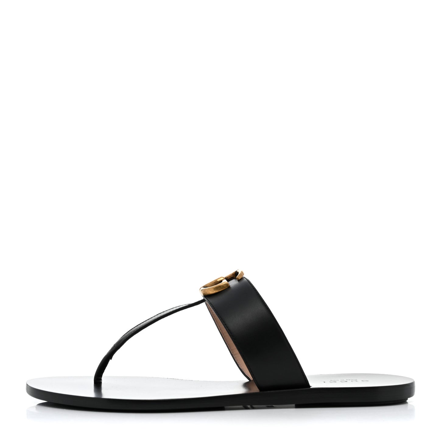 Calfskin GG Marmont Thong Sandals 38 Black