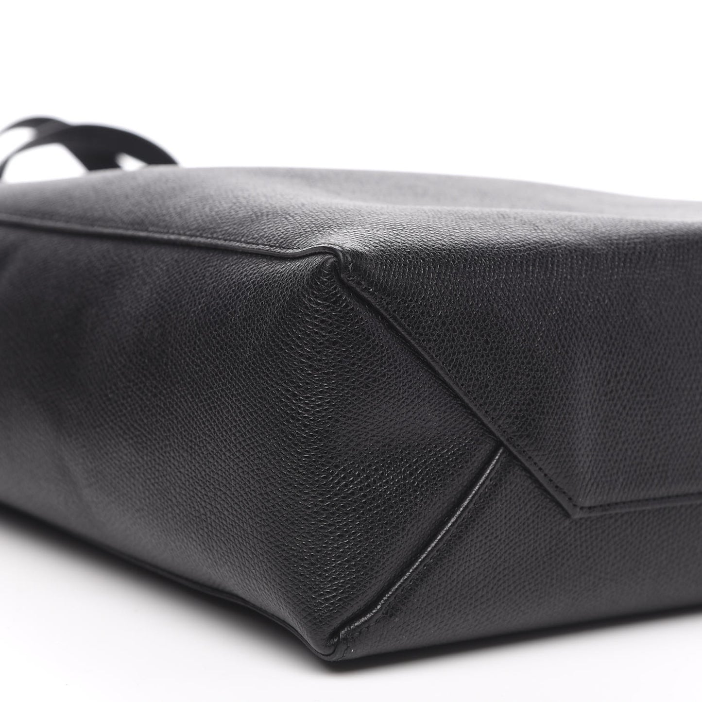 Grained Calfskin Small Vertical Cabas Black