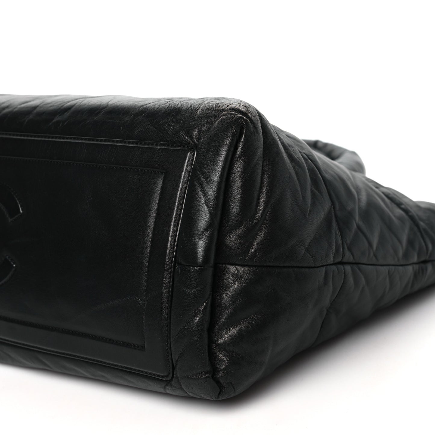 Lambskin Quilted Large Coco Cocoon Reversible Tote Black