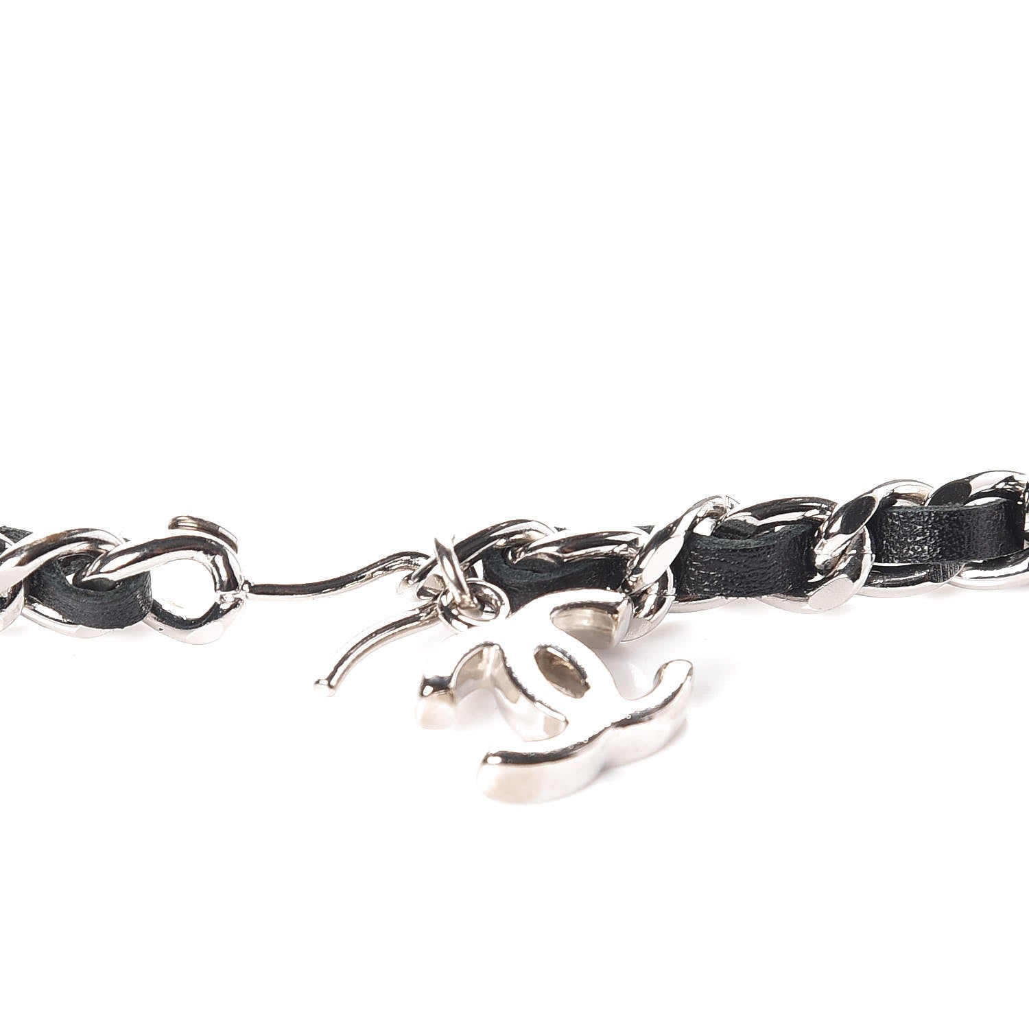 Chanel Lambskin Chain Logo Belt Black Silver 4 of 6