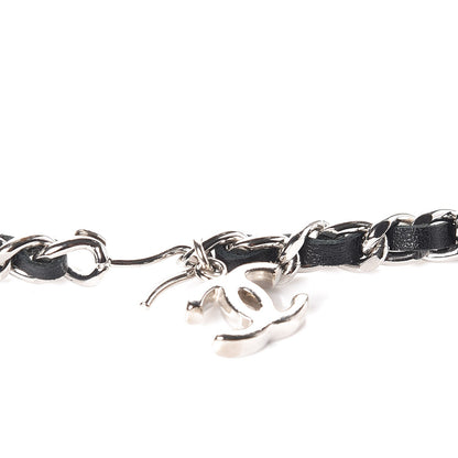 Chanel Lambskin Chain Logo Belt Black Silver 4 of 6