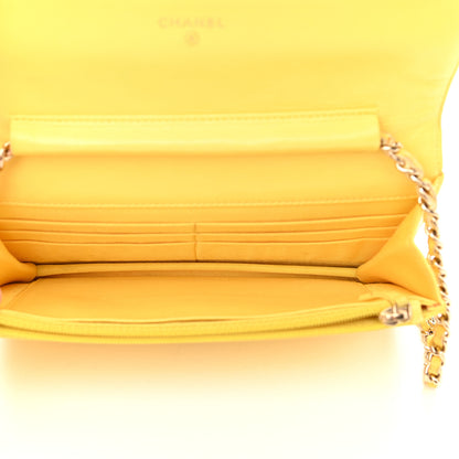 Chanel Lambskin Quilted Wallet on Chain WOC Yellow 4 of 9
