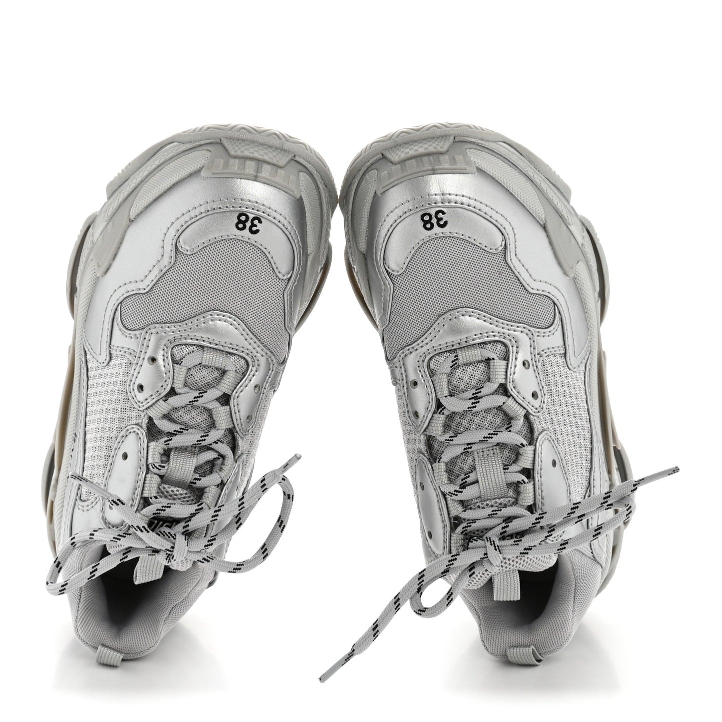 Metallic Fabric Mesh Womens Triple S Sneakers 38 Silver