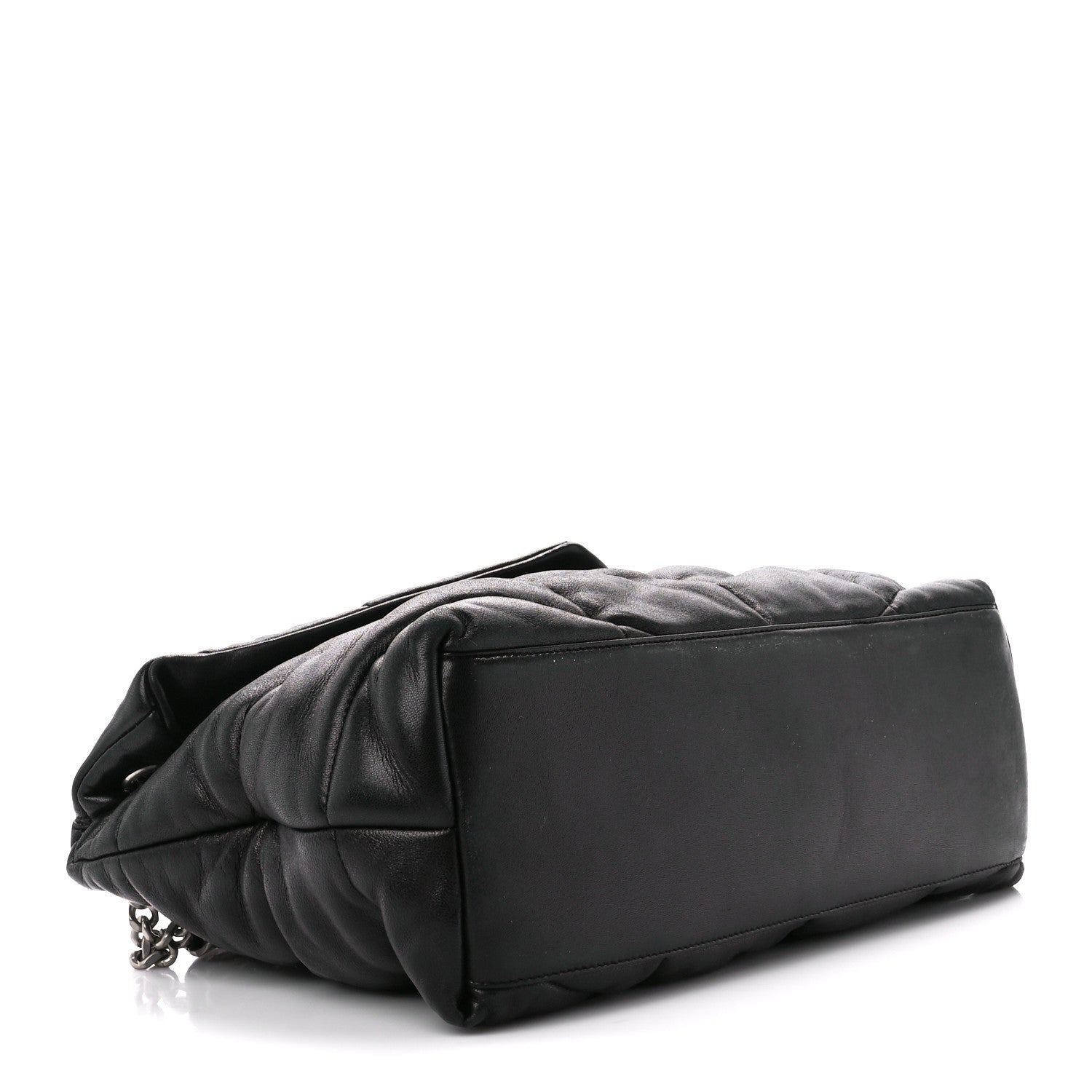 Saint Laurent Lambskin Quilted Medium Loulou Puffer Monogram Chain Satchel Black 4 of 12