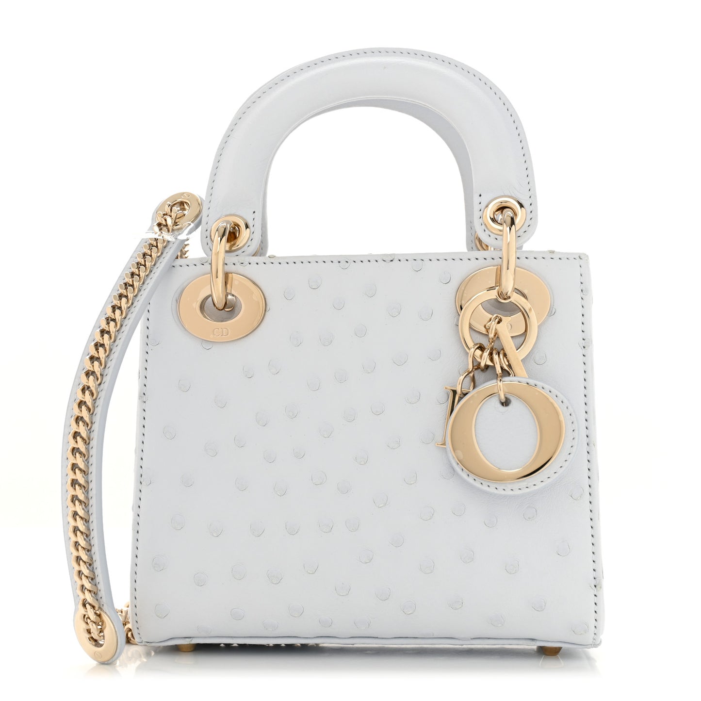 Ostrich Mini Lady Dior Light Blue