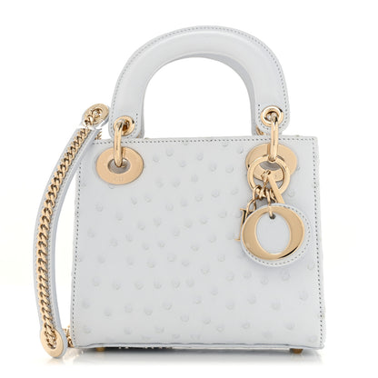 Christian Dior Ostrich Mini Lady Dior Light Blue 1 of 14