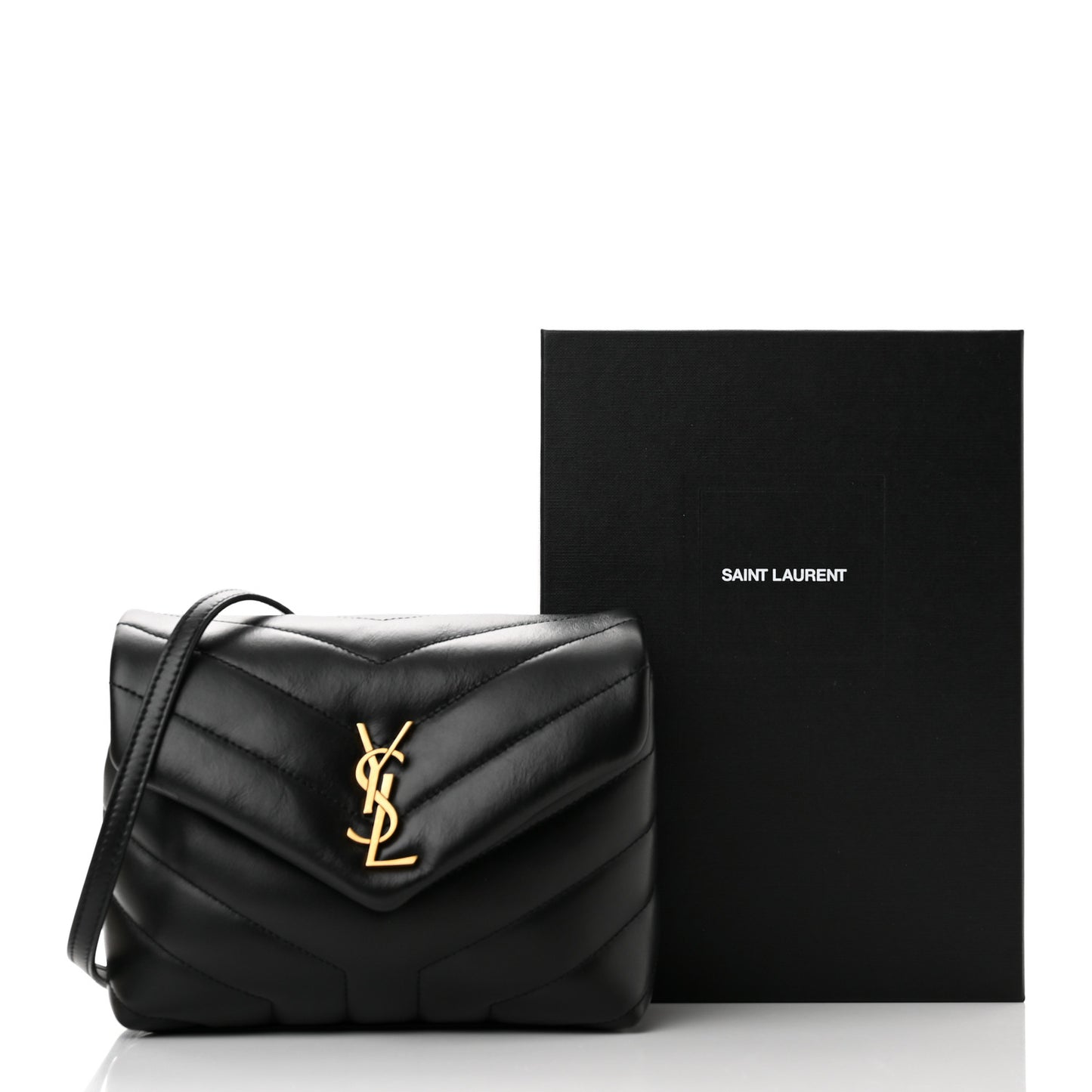 Calfskin Y Quilted Monogram Toy Loulou Crossbody Bag Black