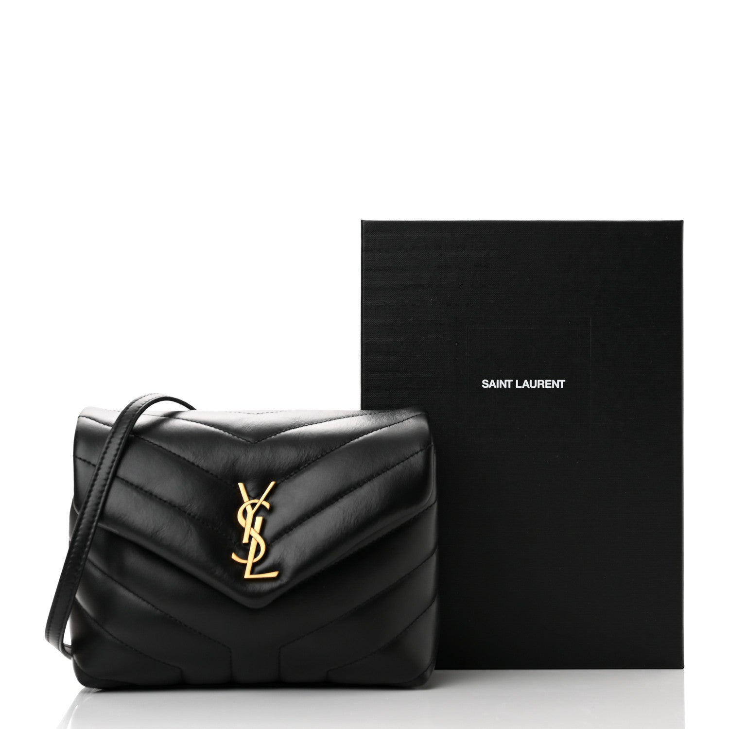 Saint Laurent Calfskin Y Quilted Monogram Toy Loulou Crossbody Bag Black 11 of 11