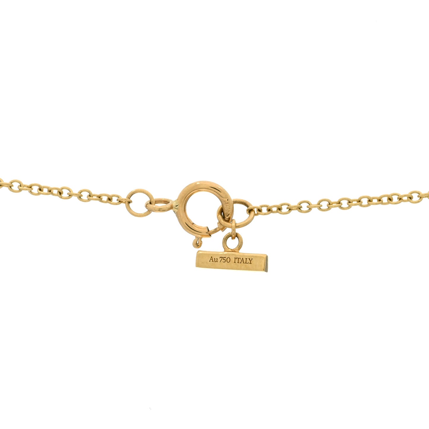 18K Yellow Gold Diamond Mother of Pearl Small T Circle Pendant Necklace