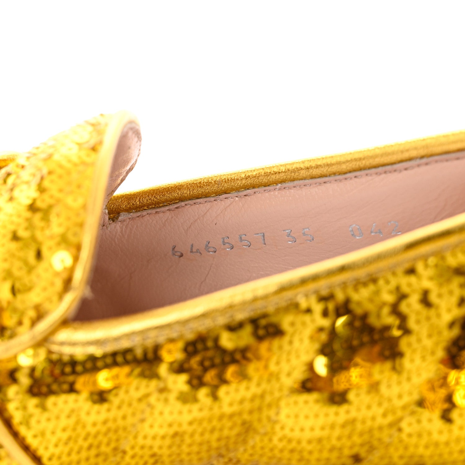 Gucci Sequin Satin Matelasse GG Marmont Moccasin Loafers 35 Gold Yellow Giallo Oro Vecchio 6 of 9