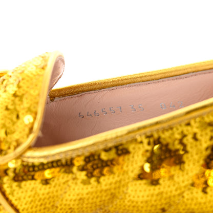 Gucci Sequin Satin Matelasse GG Marmont Moccasin Loafers 35 Gold Yellow Giallo Oro Vecchio 6 of 9