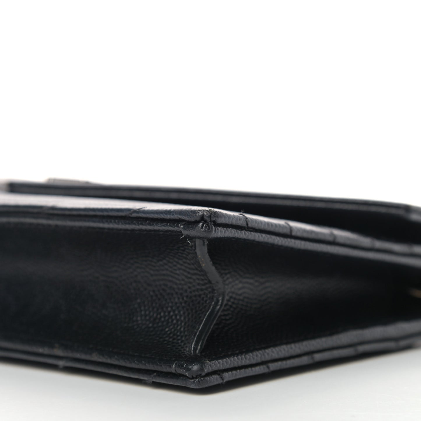 Grain De Poudre Matelasse Chevron Monogram Envelope Chain Wallet Black