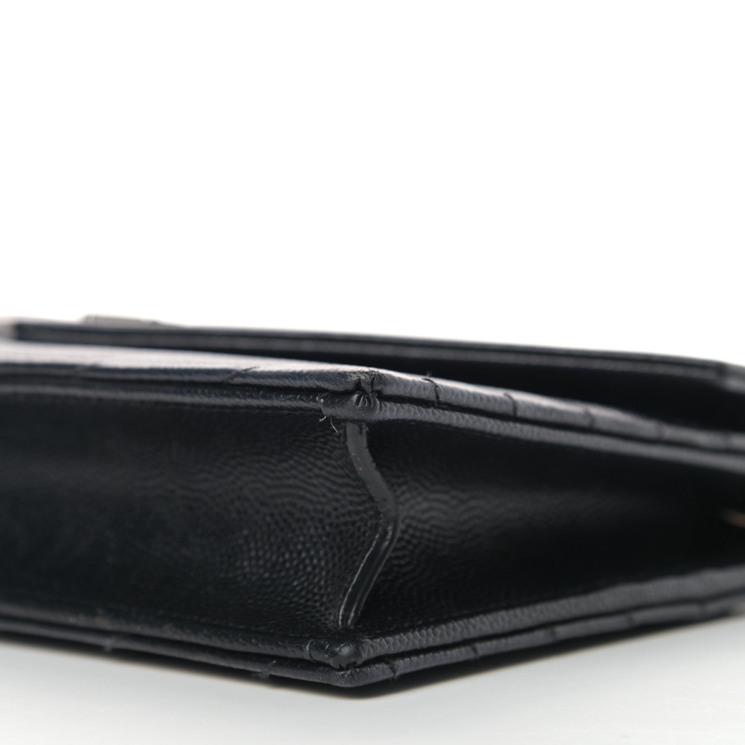 Saint Laurent Grain De Poudre Matelasse Chevron Monogram Envelope Chain Wallet Black 8 of 11