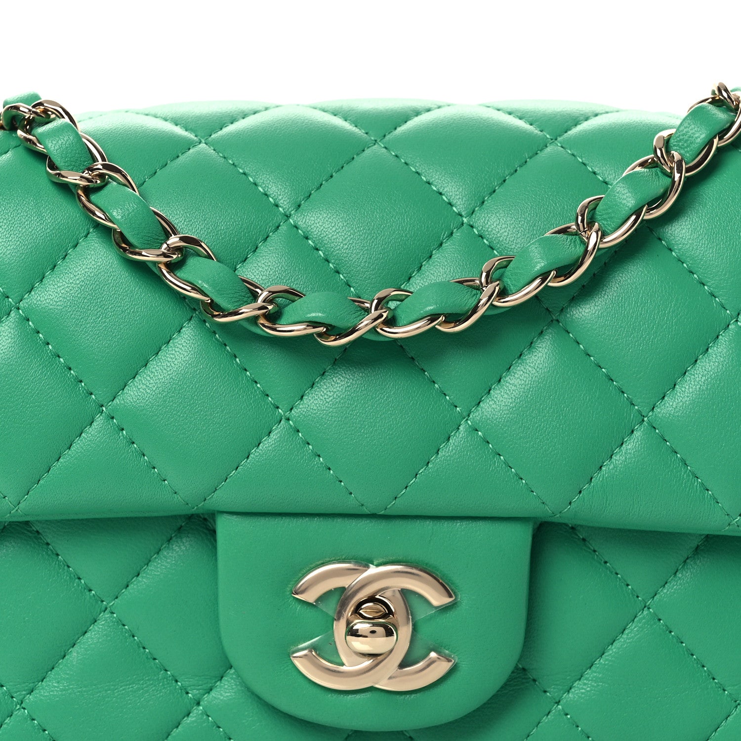 Chanel Lambskin Quilted Mini Rectangular Flap Green 8 of 12