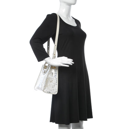 Fendi TPU FF Vitello Century Plexiglass Small Runaway Shopper Tote White 2 of 7