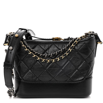 Chanel Aged Calfskin Quilted Small Gabrielle Hobo Black 1 of 10