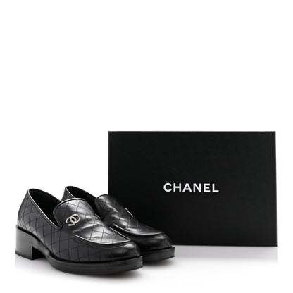 Chanel Calfskin Stitched CC Loafers 39 Black 11 of 11