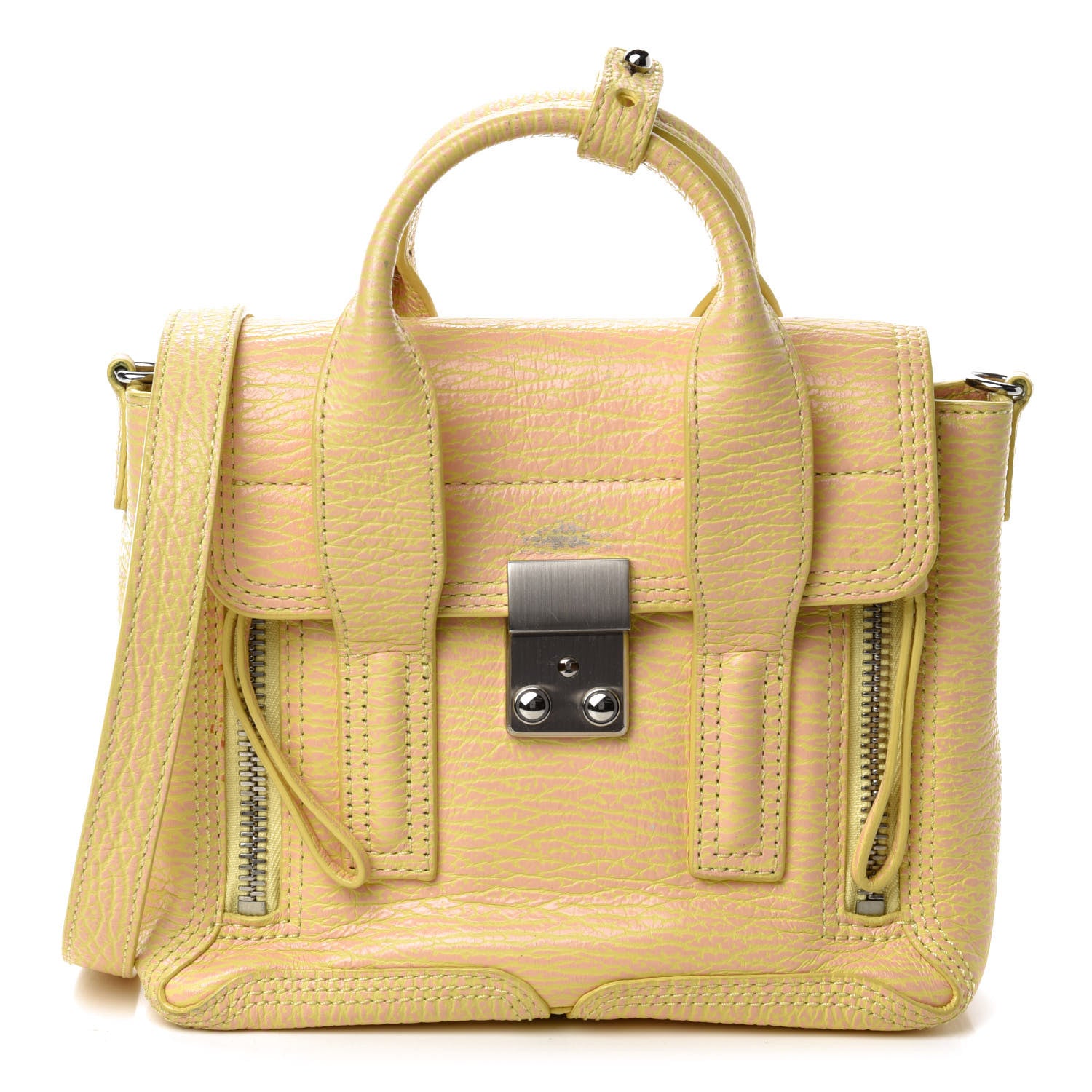 3.1 Phillip Lim Shark Embossed Textured Calfskin Mini Pashli Satchel Mimosa Petal 1 of 20