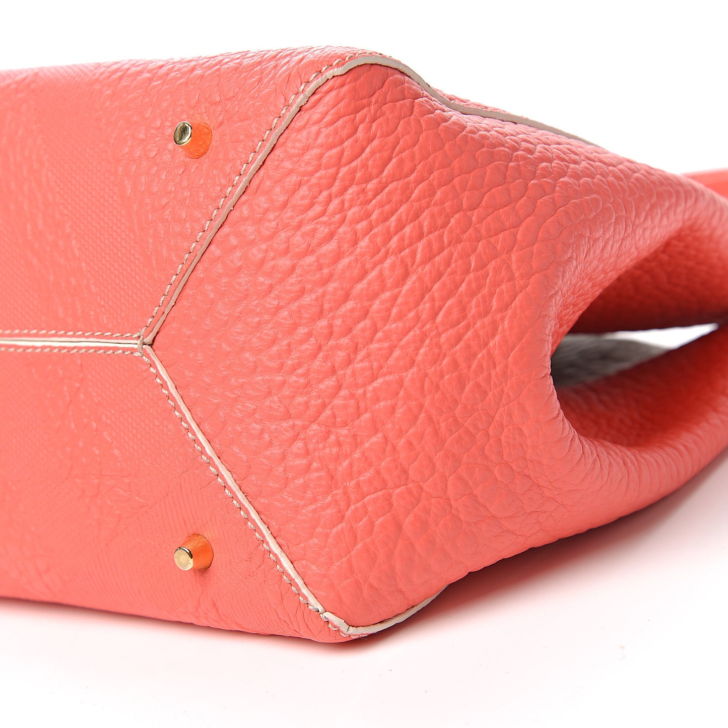 Signature Grain Calfskin Check Embossed Small Canterbury Tote Rose Pink