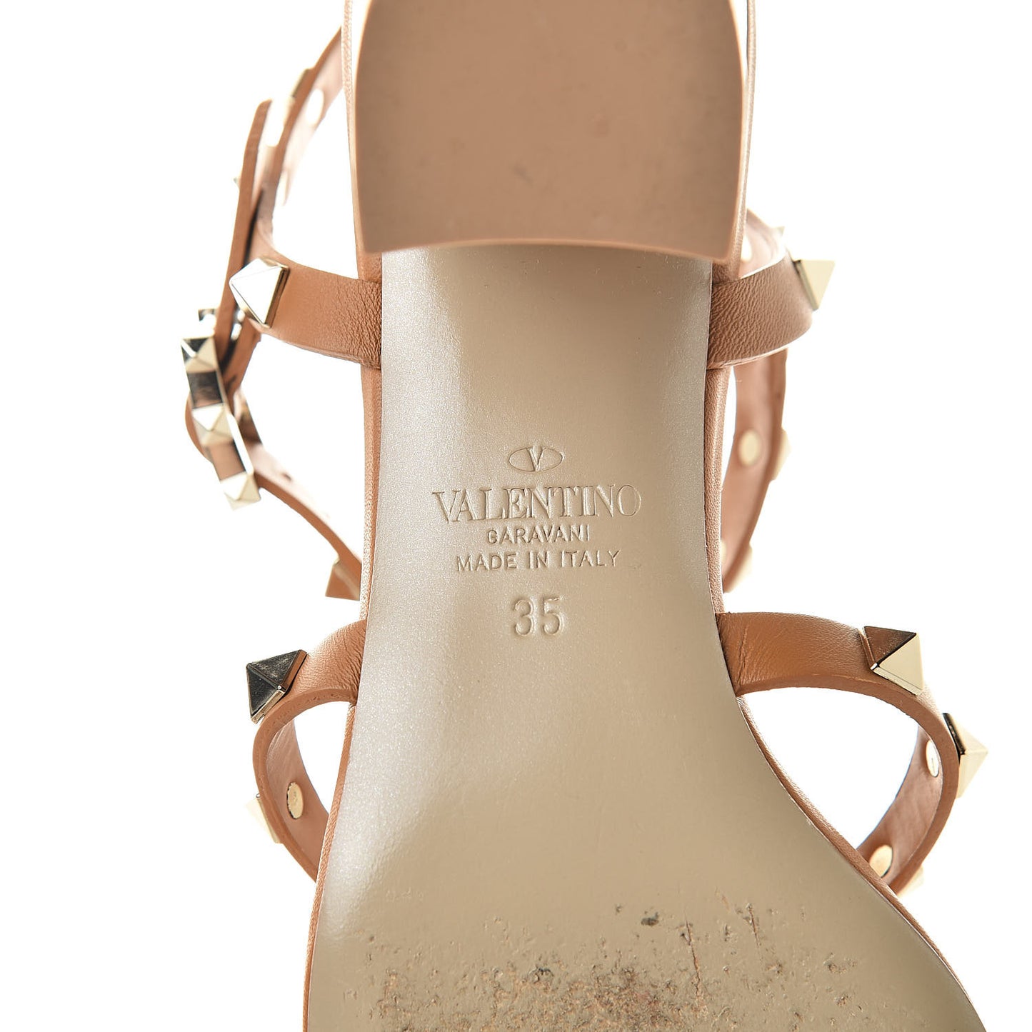 Calfskin Rockstud 60mm City Sandals 35 Light Cuir