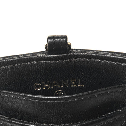 Chanel Lambskin Quilted Card Holder On Chain Black 4 of 5