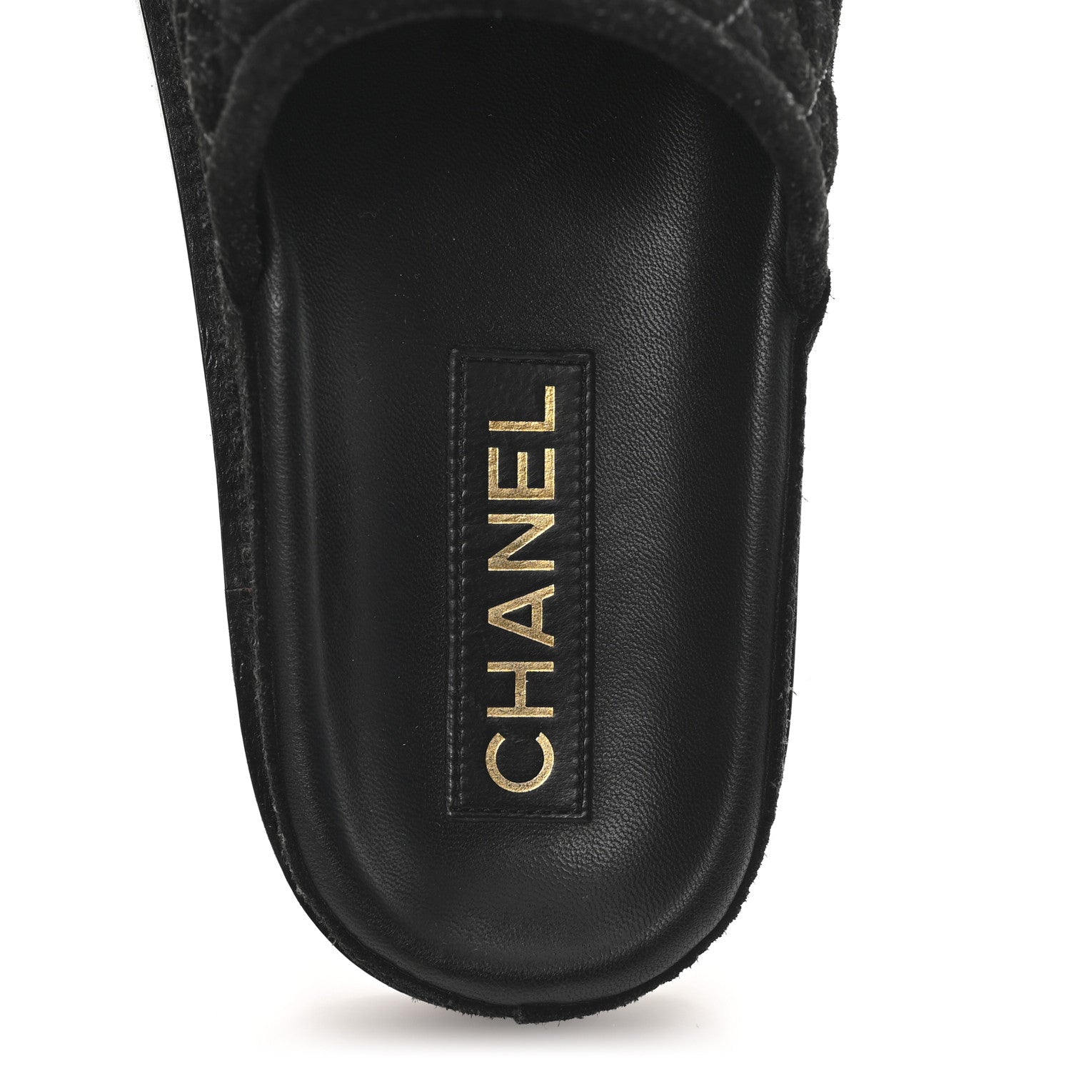 Chanel Suede Stitched Resin CC Mules 39 Black 8 of 9