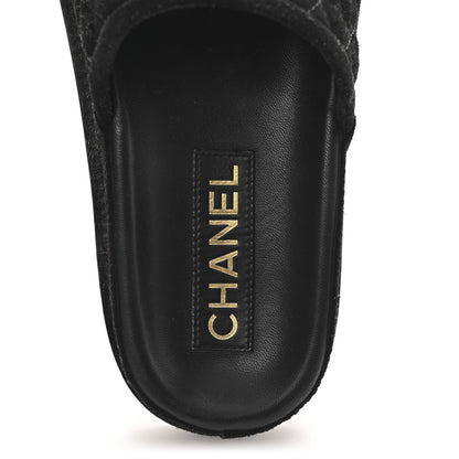 Chanel Suede Stitched Resin CC Mules 39 Black 8 of 9