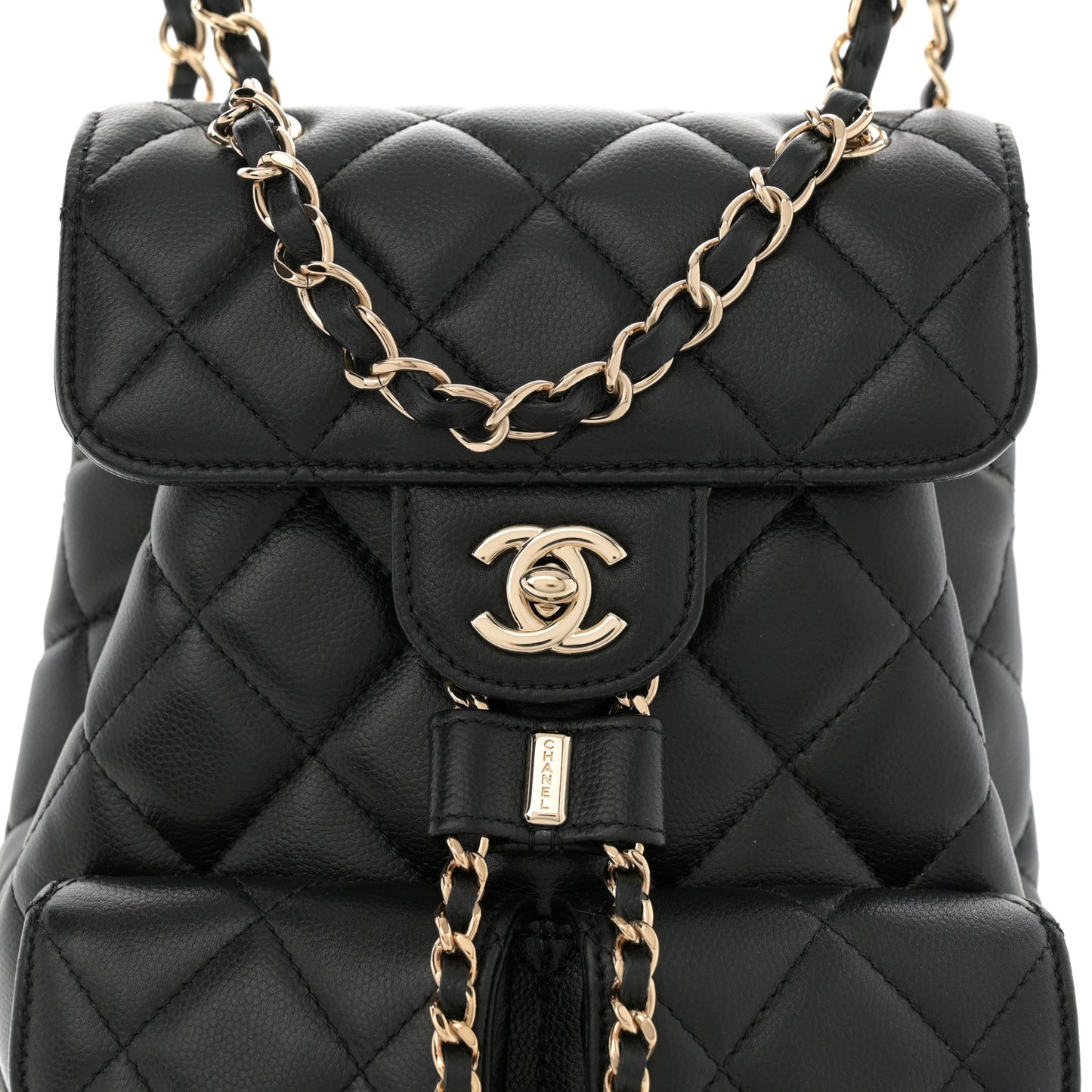 Caviar Quilted Pockets Backpack Black