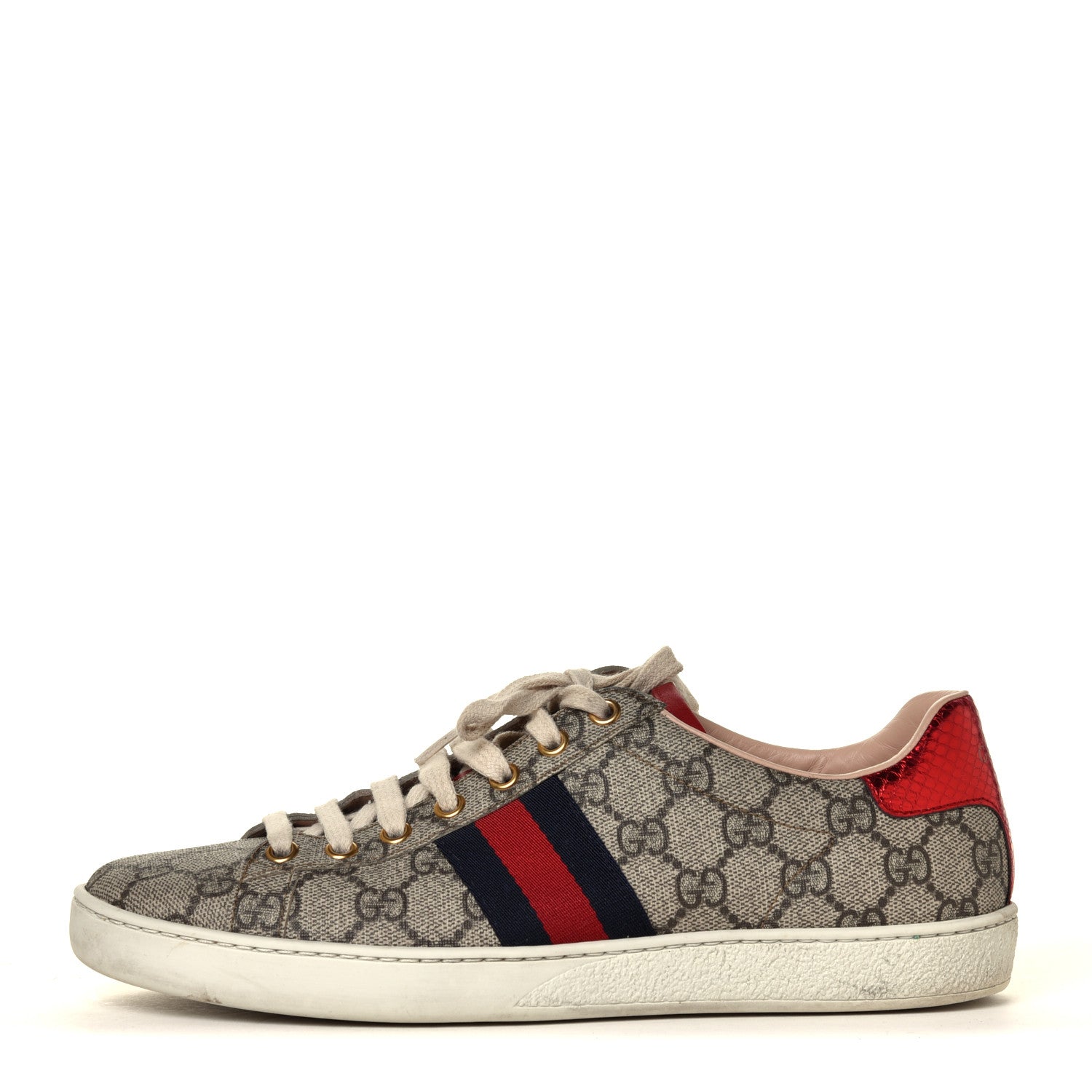 Gucci GG Supreme Monogram Ayers Web Womens Ace Sneakers 39 Beige 2 of 12