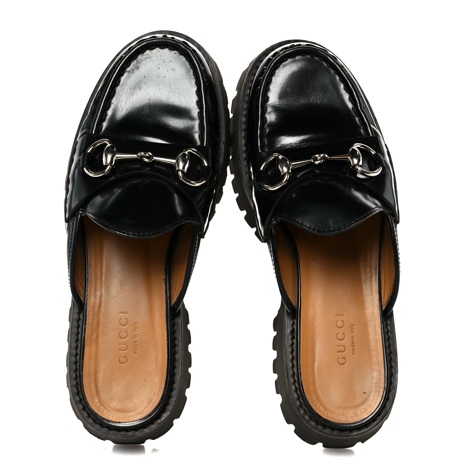 Gucci Magnum Calfskin Womens Horsebit Platform Mules 35.5 Black 2 of 11