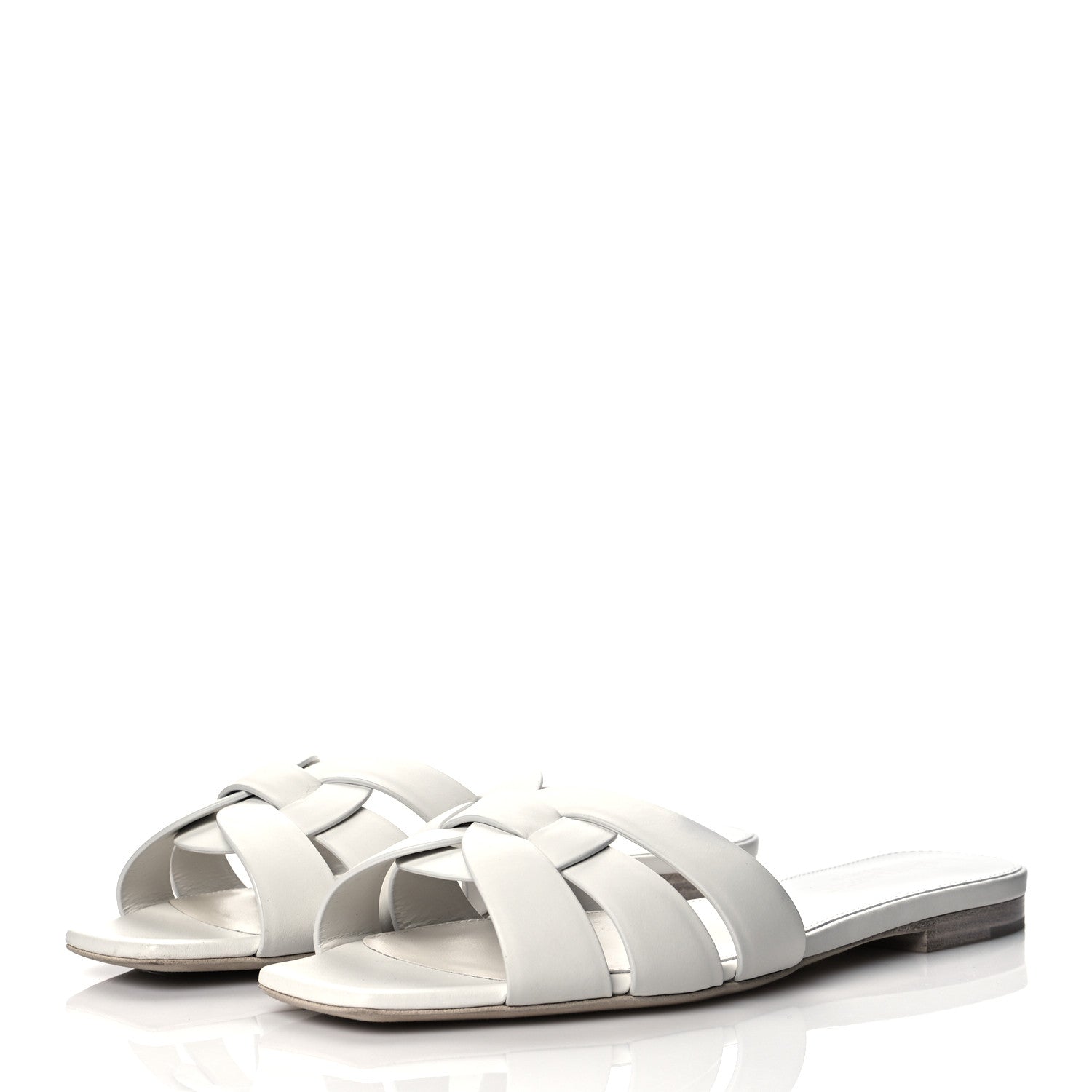 Saint Laurent Calfskin Tribute 05 Slide Sandals 36.5 White 3 of 12