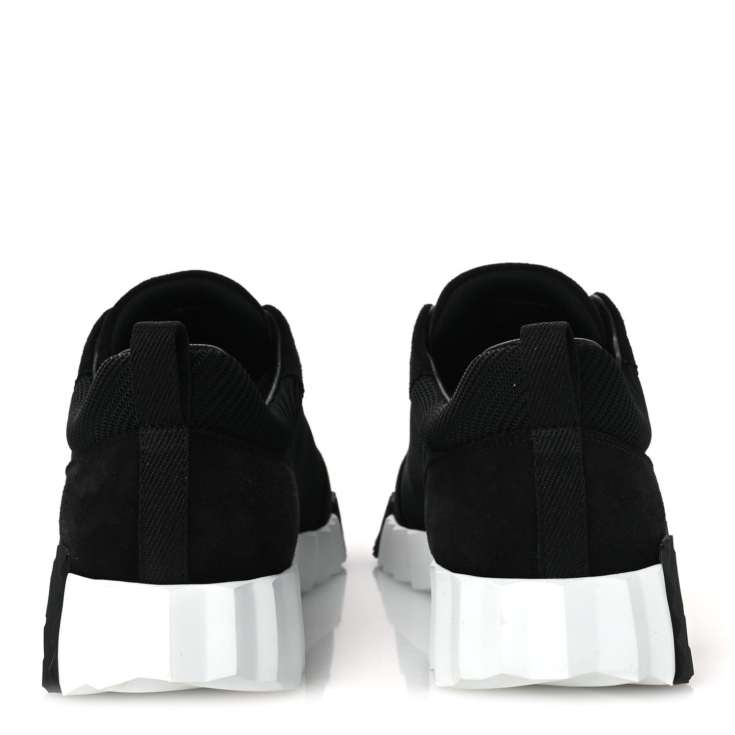 Textured Mesh Suede Goatskin Bouncing Sneakers 40 Black