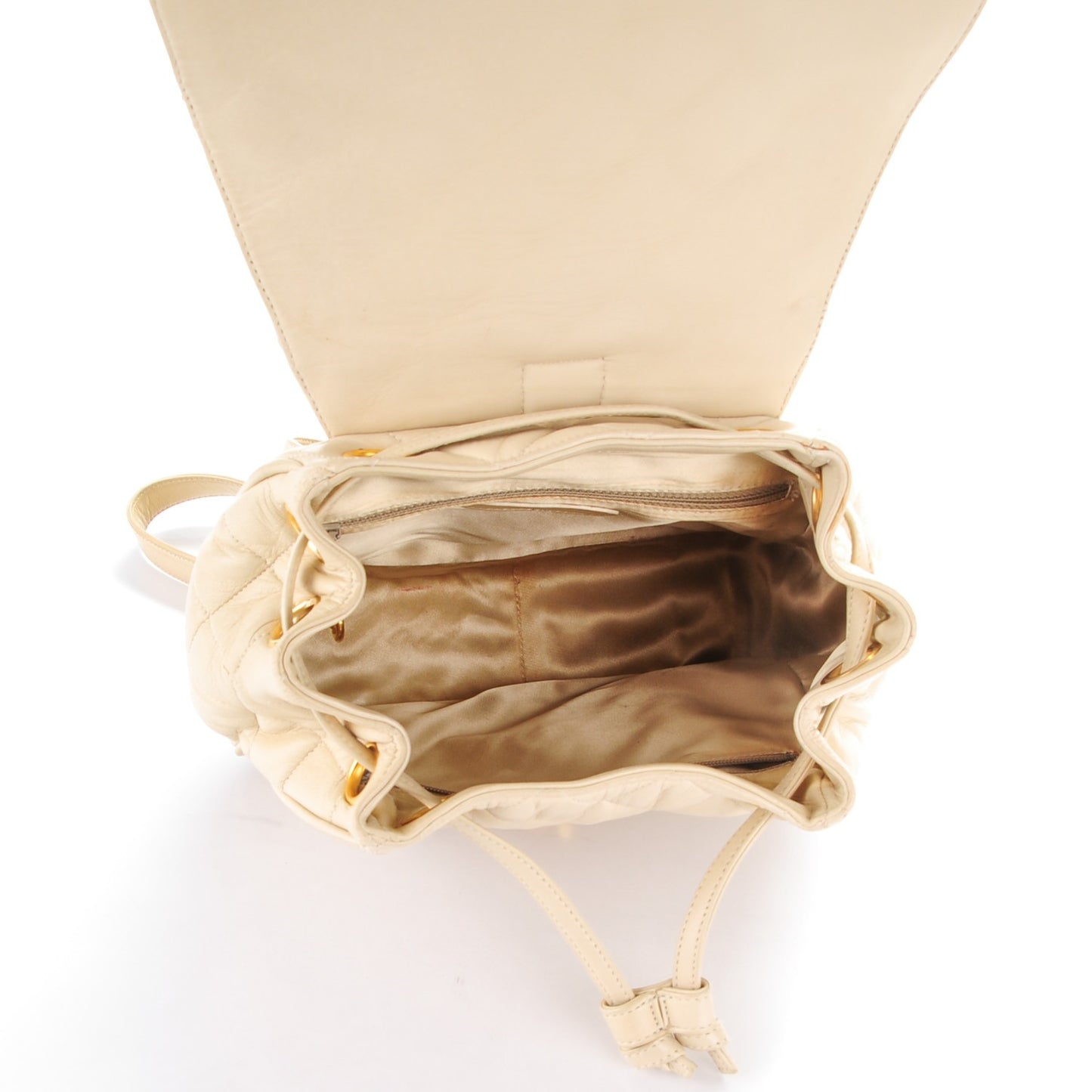 Lambskin Quilted Backpack Beige Clair