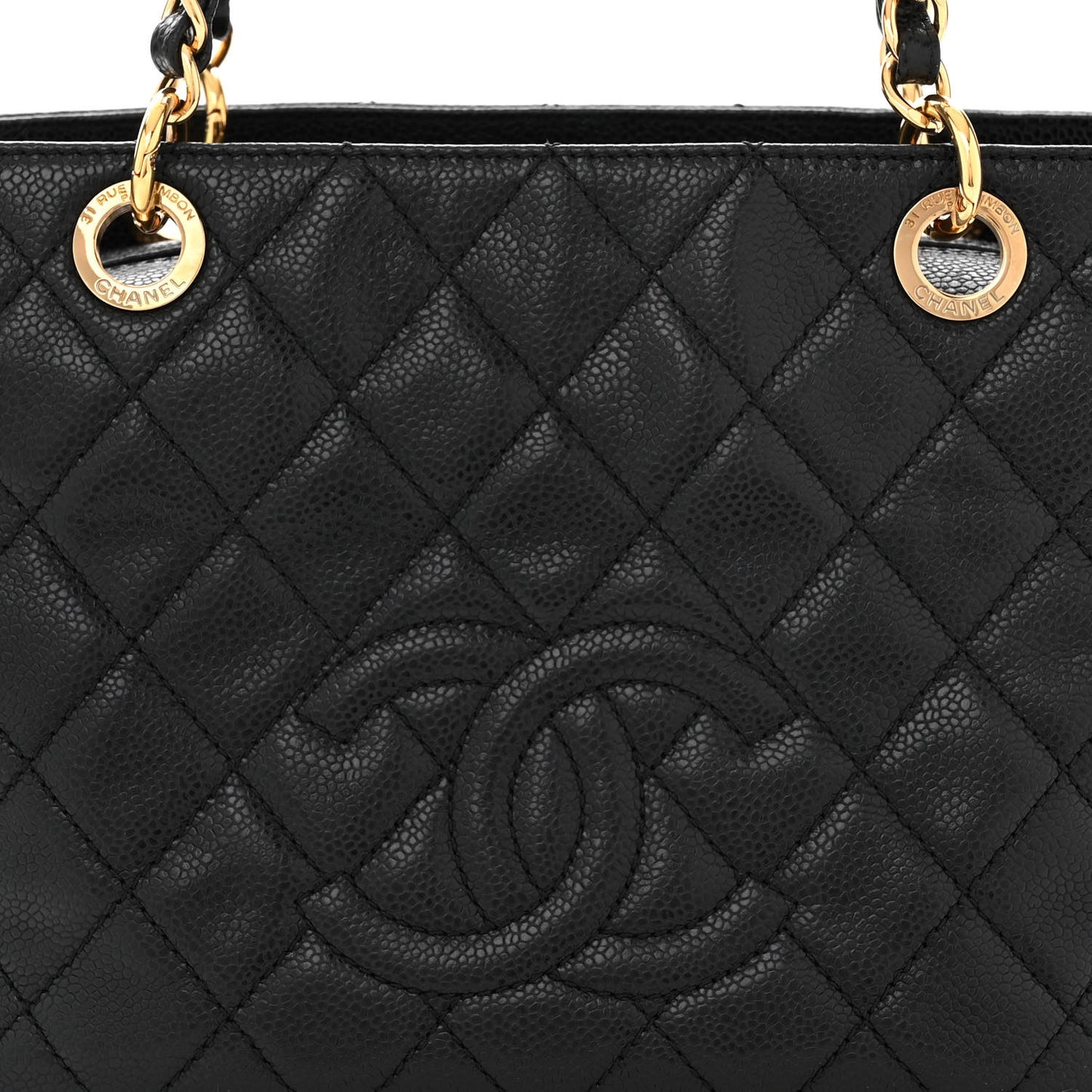 Caviar Quilted Petit Timeless Shopping Tote PTT Black
