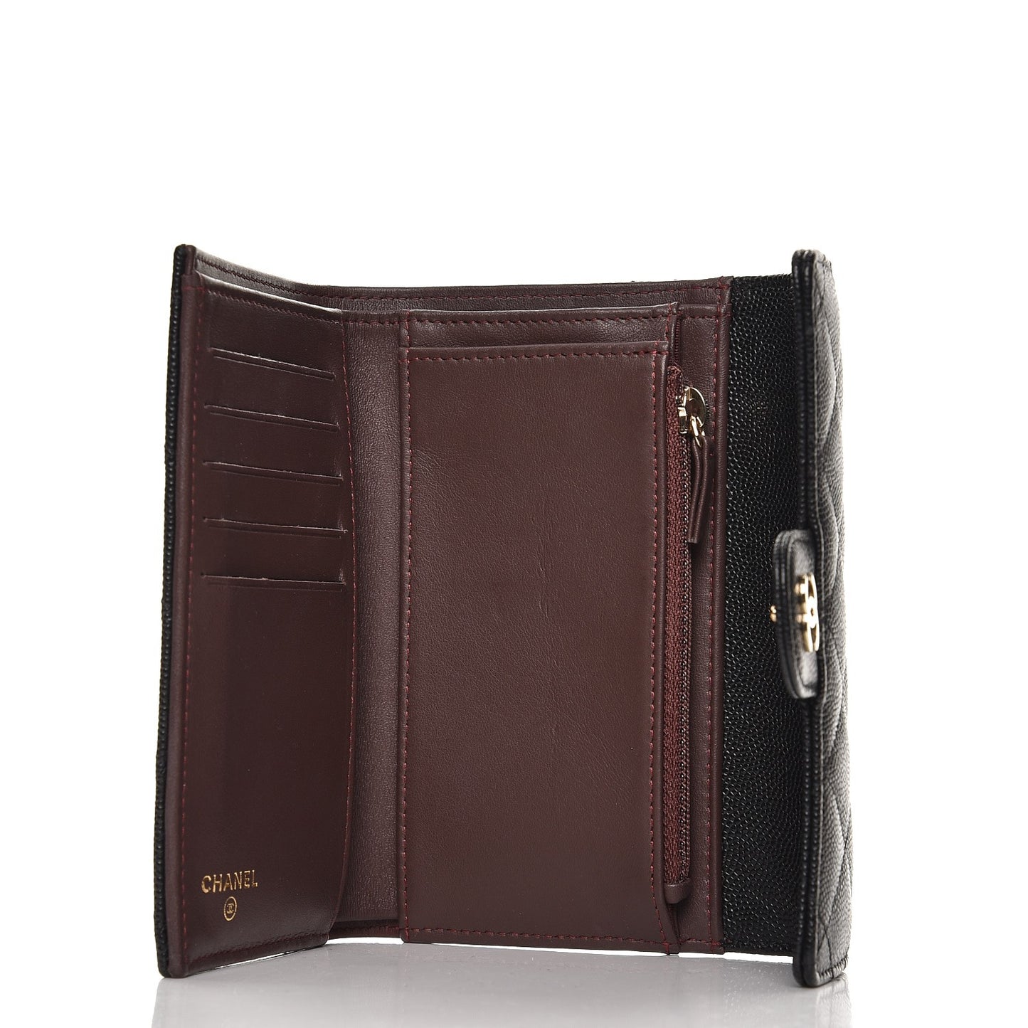 Caviar Quilted Small Flap Wallet Black