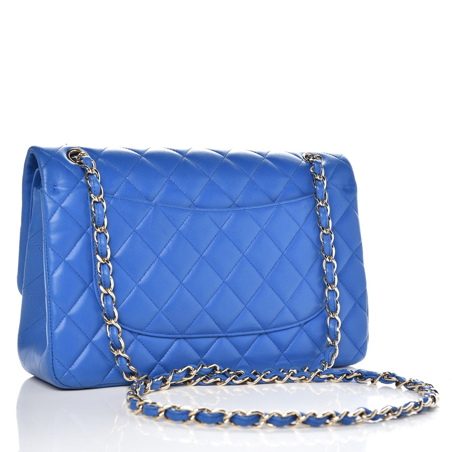 Lambskin Quilted Jumbo Double Flap Blue