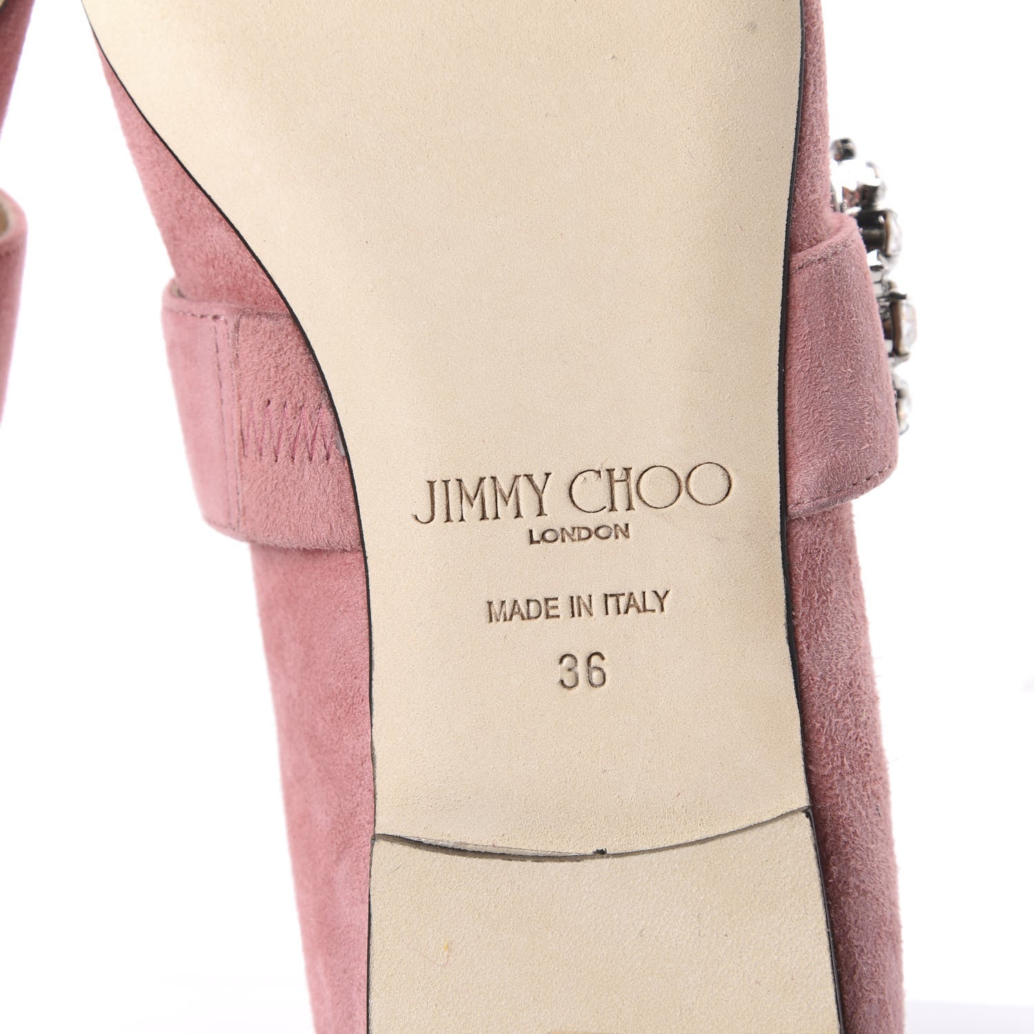 Jimmy Choo Suede Crystal Goodwin Ballerina Flats 36 Candyfloss 6 of 8