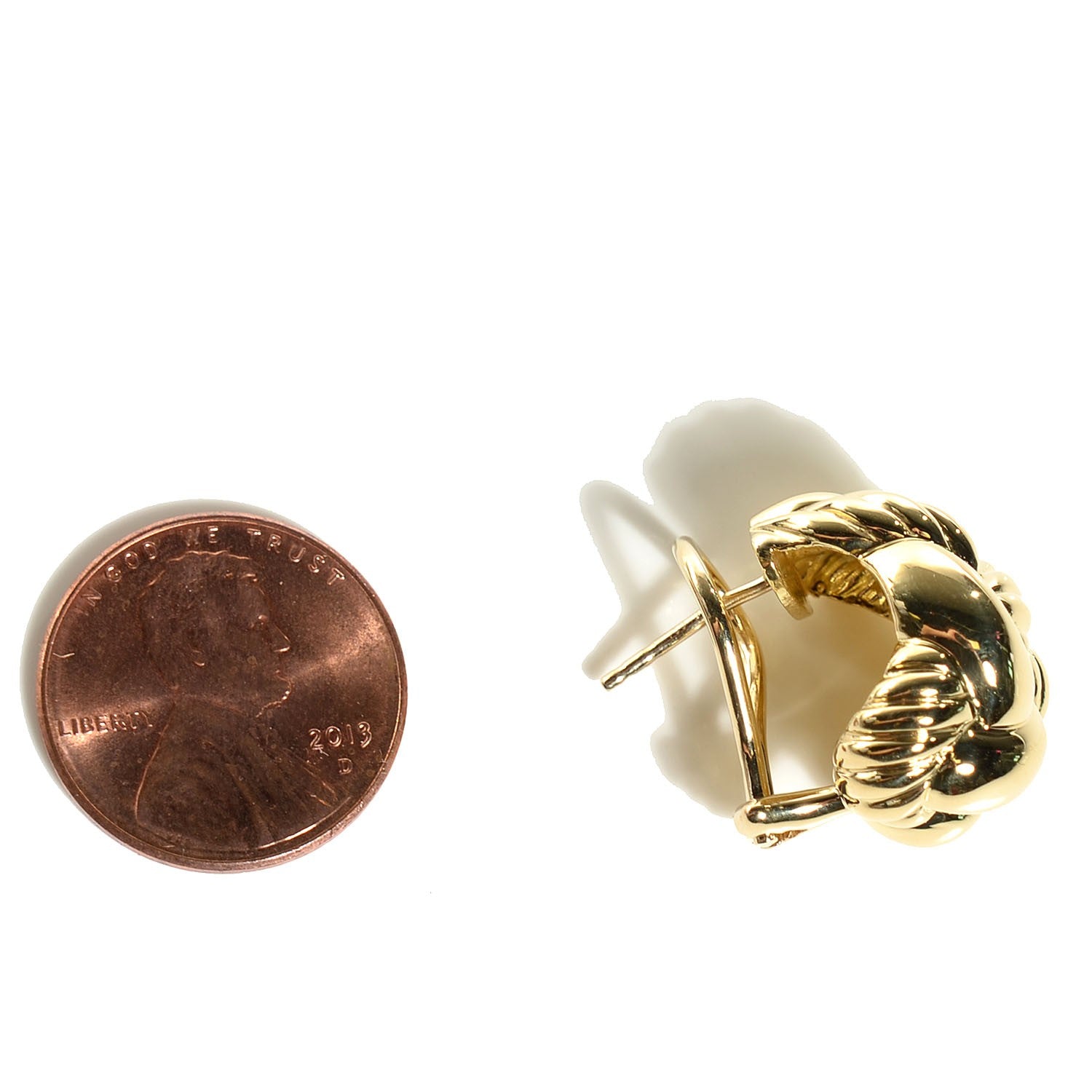 David Yurman 18K Yellow Gold Sculpted Cable Earrings 2 of 4