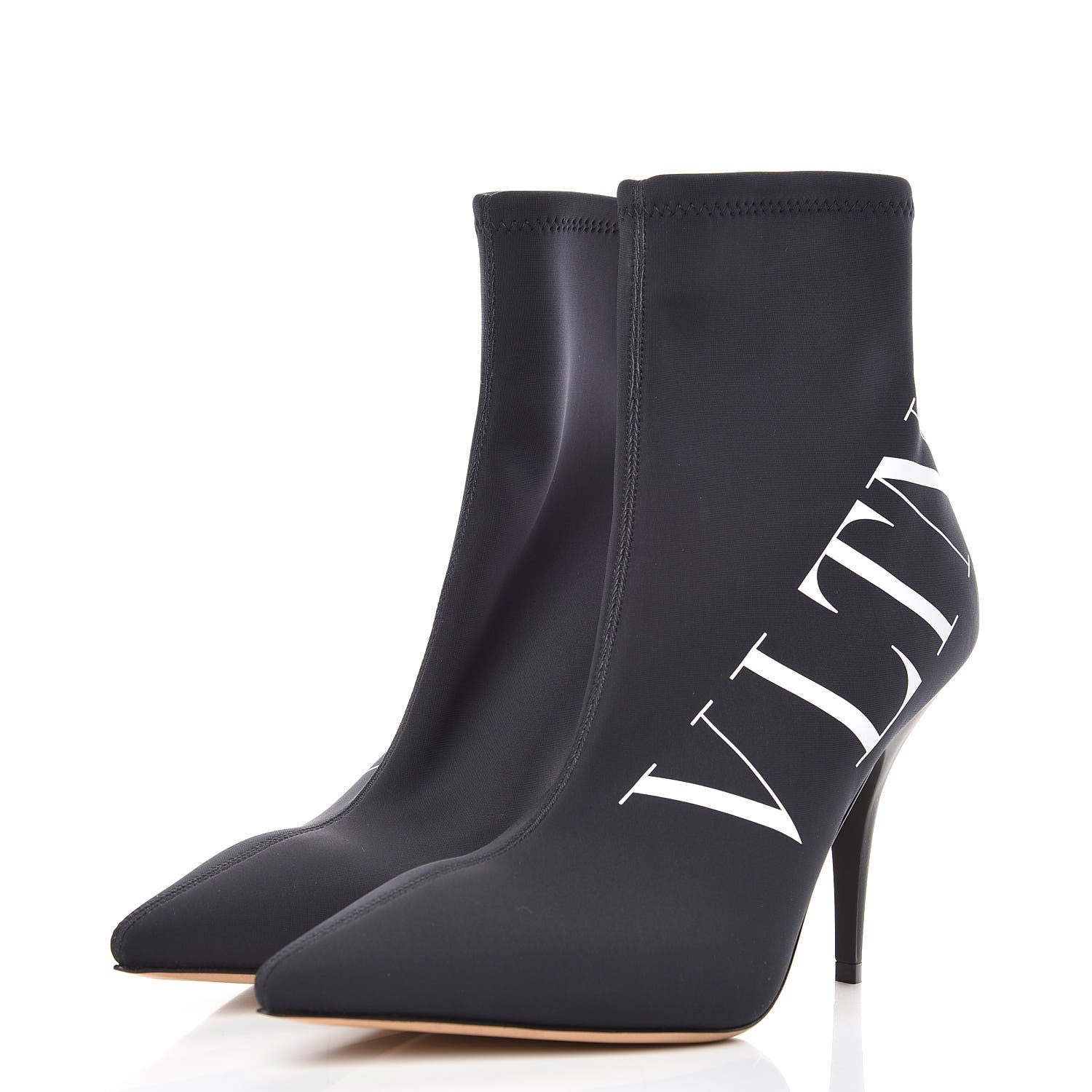 Valentino Garavani Eco Leather VLTN 100mm Sock Booties 38.5 Black White 3 of 8