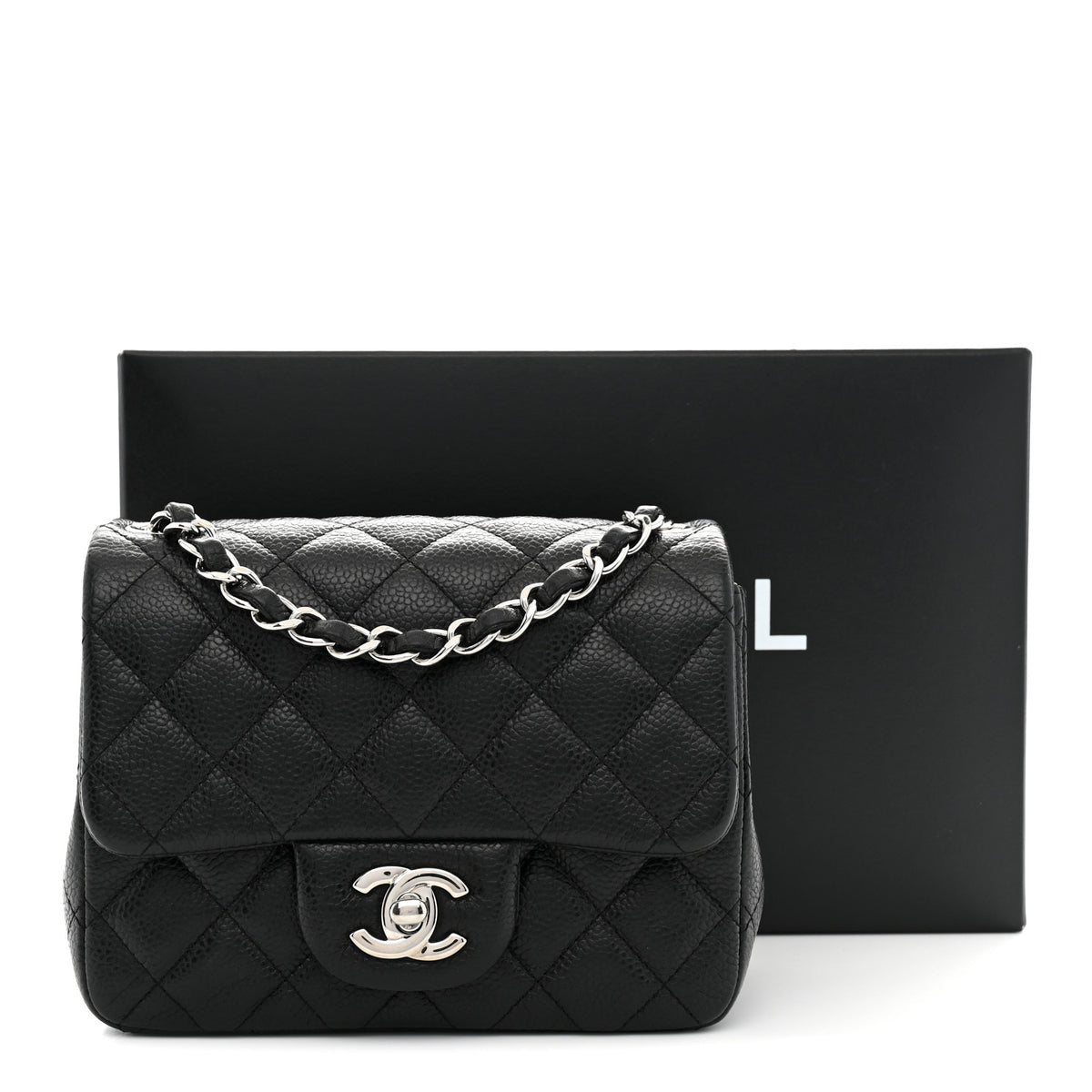 Caviar Quilted Mini Square Flap Black